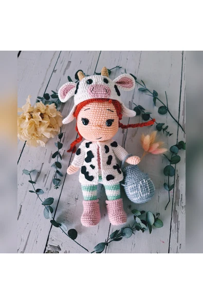 Amigurumi Sütçü Örgü Kız Bebek Oyuncak, Amigurimi ürün görseli 1