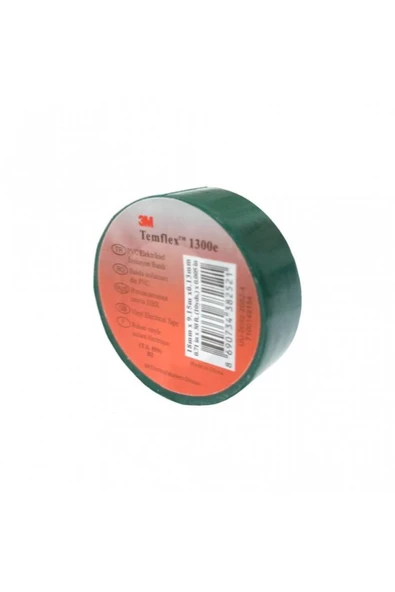 3M 7100149154 İzole Bant Temflex1300E Yeşil 18 mm x 9.15 m (10'lu) ürün görseli 1