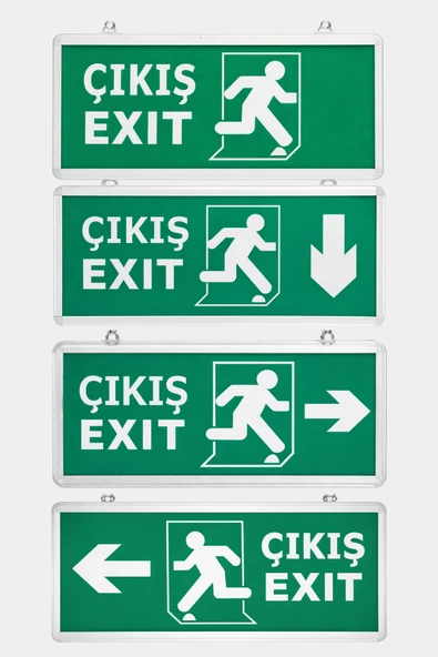 ENFE Şarjlı LED Sağ - Sol - Aşağı - Çıkış Yön Acil Çıkış Armatürü Exit Tabelalı 4'lü ürün görseli 1