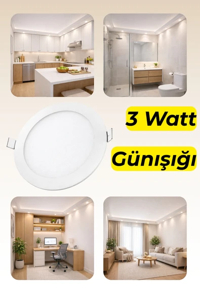 ENFE 3W Slim Yuvarlak Led Panel ◆ Gün Işığı ◆ Enerji Tasarruflu İnce Tasarım Aydınlatma ürün görseli 1
