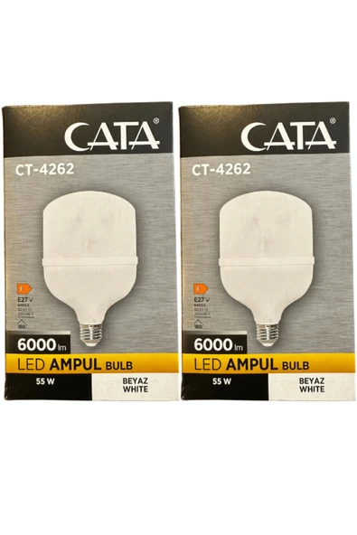 Cata CT-4262 55W 6400K (Beyaz Işık) E27 Duylu Led Torch Ampul (2 Adet) ürün görseli 1