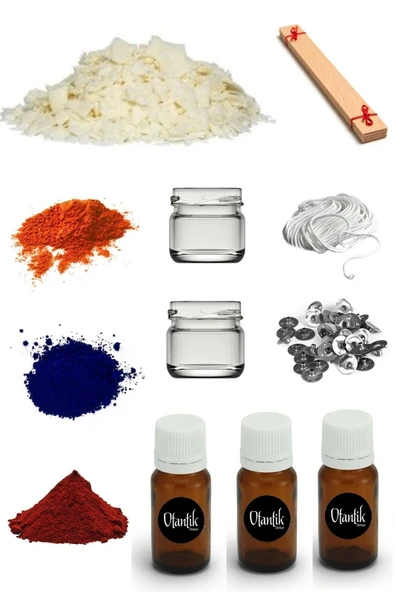 Soya Mum Yapım Seti,1 Kg Soya Wax, Cam Kavanoz, Esans, Boya, Ahşap Fitil, Mum Çıtçıtı, Fitil. ürün görseli 1