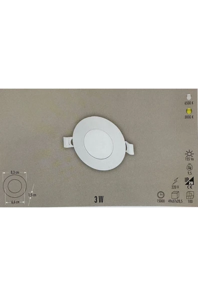 Cata CT-5144 3W SLIM LED PANEL BEYAZ ürün görseli 1