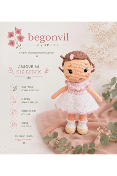 Amigurumi Örgü Kız Bebek Oyuncak, Amigurimi ürün görseli 1