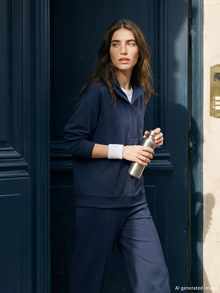 LCW Modest Lacivert Soft Touch Oversize Kadın Sweatshirt Tunik ürün görseli 1