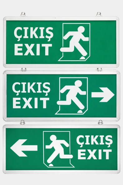 ENFE Şarjlı LED Sağ - Sol - Çıkış Yön Acil Çıkış Armatürü Exit Tabelalı 3'lü ürün görseli 1