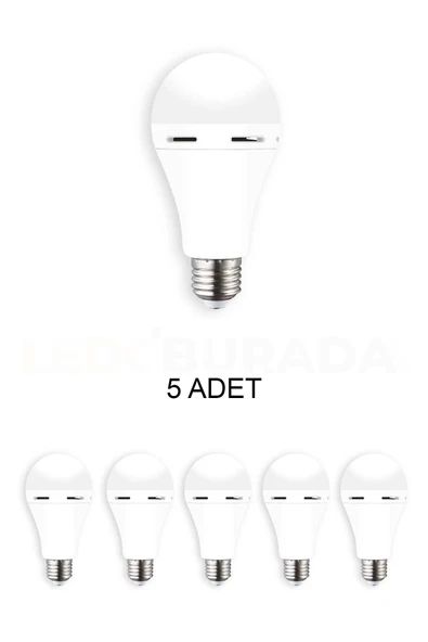 Cata Ct-4229 Şarjlı Led Ampul Beyaz 9W - 5’li Paket. ürün görseli 1