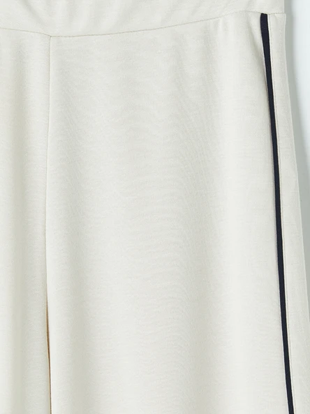 LCW Modest Bej Şeritli Soft Touch Kadın Eşofman Altı - Resim 7
