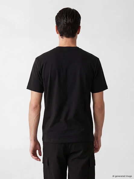 LCWAIKIKI Classic Siyah Loose Fit Basic Dry Touch Tişört - Resim 6