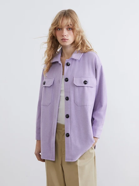 LCW Vision Lila Oversize Kadın Gömlek Ceket - Resim 2