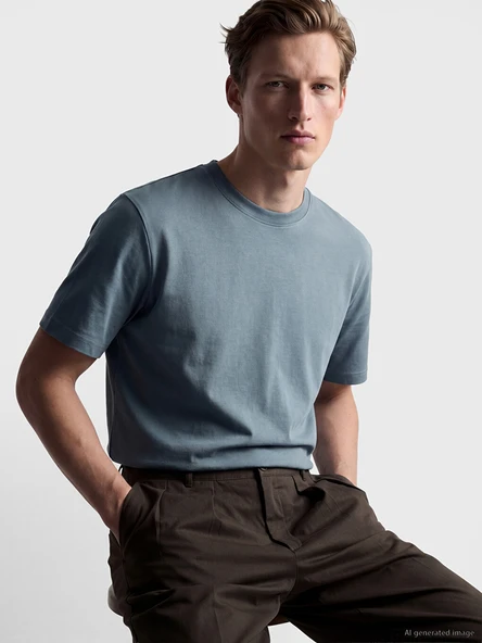 LCWAIKIKI Classic Mavi Loose Fit Basic Dry Touch Tişört ürün görseli 1
