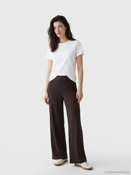 LCW Comfort Kahverengi Beli Lastikli Soft Touch Kadın Eşofman Altı ürün görseli 1