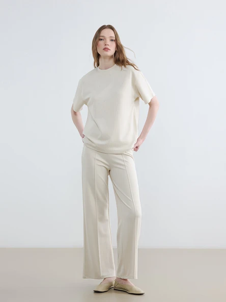 LCW Modest Bej Beli Lastikli Soft Touch Kadın Eşofman Altı ürün görseli 1