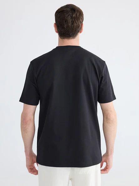 LCWAIKIKI Classic Siyah Loose Fit Basic Dry Touch Tişört - Resim 8