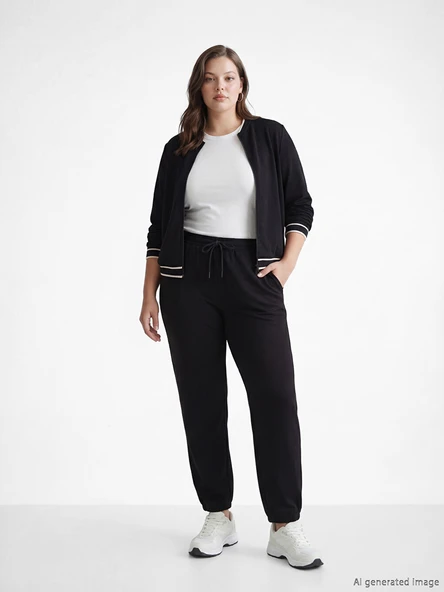 LCWAIKIKI Basic Siyah Soft Touch Kadın Jogger Eşofman Altı - Resim 2