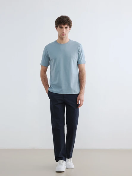 LCWAIKIKI Classic Mavi Loose Fit Basic Dry Touch Tişört - Resim 3
