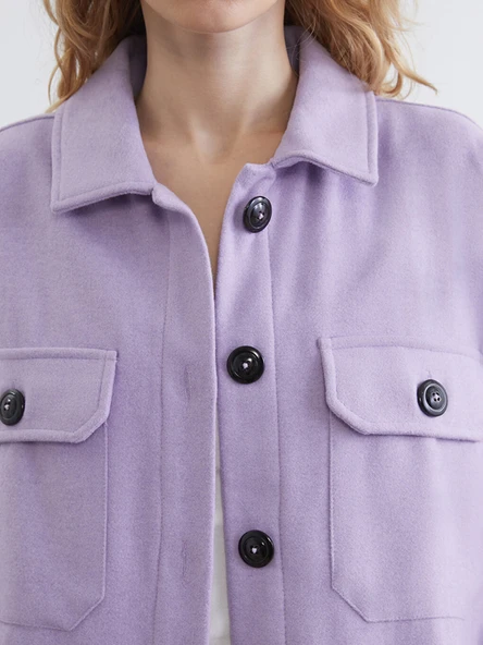 LCW Vision Lila Oversize Kadın Gömlek Ceket - Resim 5