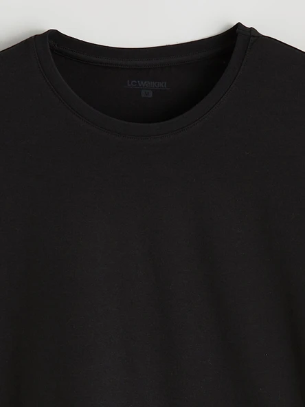 LC WAIKIKI Siyah Slim Fit İnce Basic Tişört - Resim 6