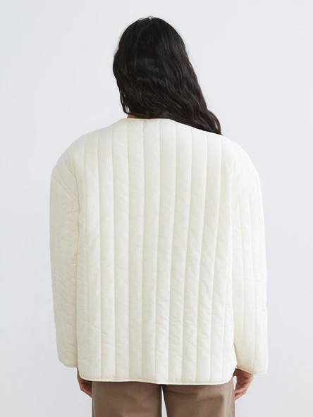 LCW Modest Sarı Bisiklet Yaka Oversize Kadın Ceket - Resim 5