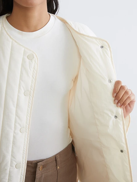 LCW Modest Sarı Bisiklet Yaka Oversize Kadın Ceket - Resim 4