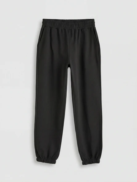 LC WAIKIKI Siyah Beli Lastikli Kadın Jogger Eşofman Altı ürün görseli 1
