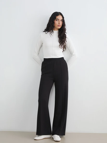 LCW Modest Siyah Beli Lastikli Soft Touch Kadın Eşofman Altı ürün görseli 1