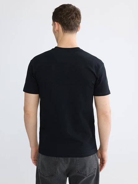 LC WAIKIKI Siyah Regular Fit  Basic Tişört - Resim 4