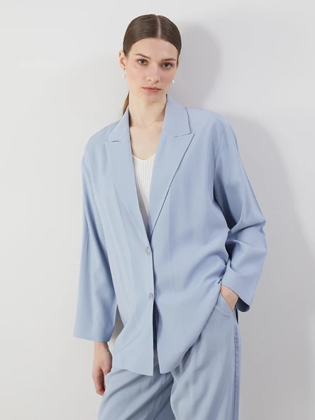 LCW Modest Mavi Oversize Kadın Blazer Ceket ürün görseli 1