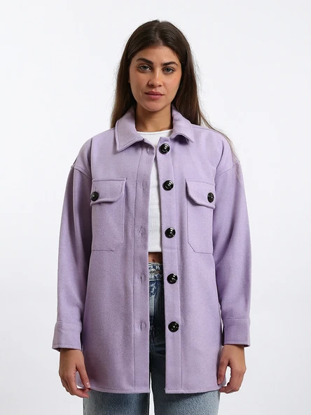 LCW Vision Lila Oversize Kadın Gömlek Ceket ürün görseli 1
