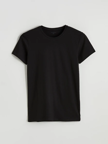 LC WAIKIKI Siyah Slim Fit İnce Basic Tişört - Resim 5