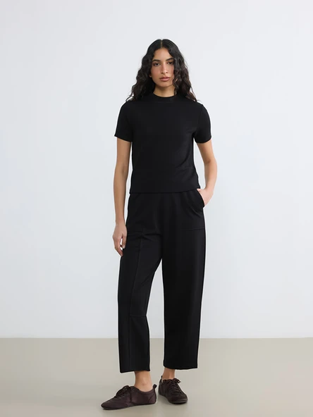 LCW Modest Siyah Beli Lastikli Soft Touch Kadın Eşofman Altı ürün görseli 1