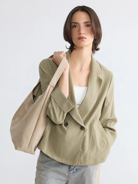 LCW EVERYDAY Haki Modal Karışımlı Kadın Blazer Ceket ürün görseli 1