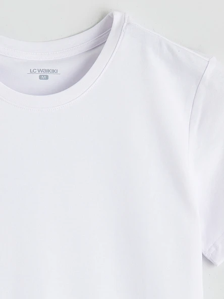LC WAIKIKI Beyaz Slim Fit İnce Basic Tişört - Resim 6