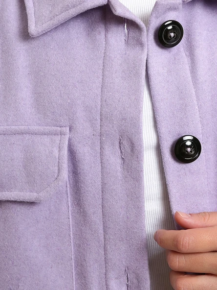 LCW Vision Lila Oversize Kadın Gömlek Ceket - Resim 6