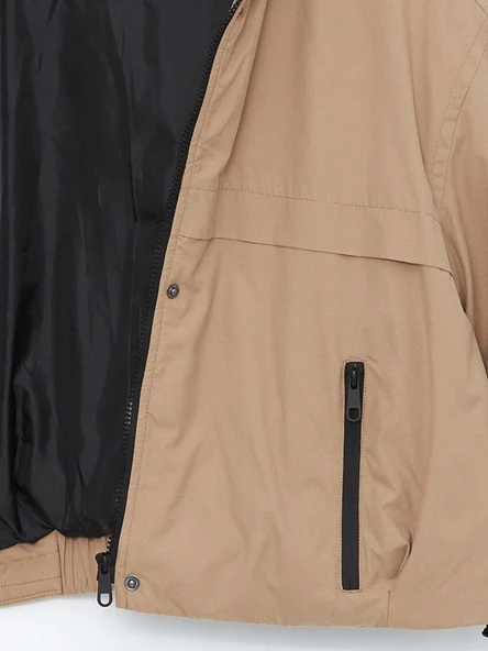 LCW Vision Bej Kapüşonlu Oversize Kadın Şişme Mont - Resim 8