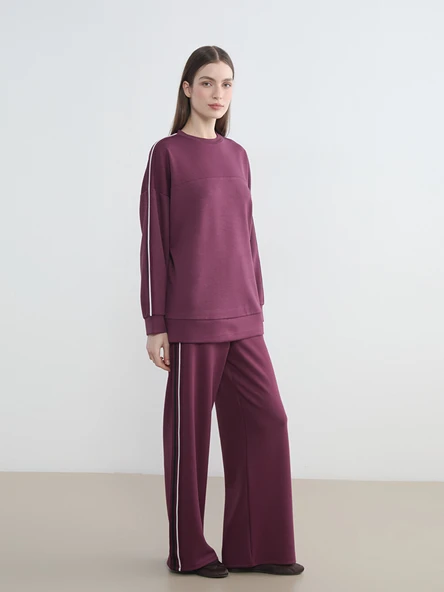 LCW Modest Mürdüm Beli Lastikli Soft Touch Kadın Eşofman Altı ürün görseli 1