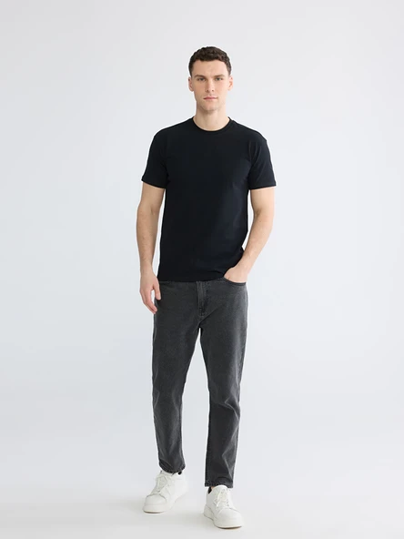 LC WAIKIKI Siyah Regular Fit  Basic Tişört - Resim 2