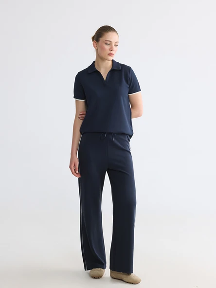 LCW Comfort Lacivert Beli Lastikli Geniş Paça Kadın Eşofman Altı ürün görseli 1