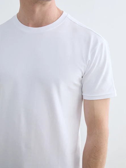 LC WAIKIKI Beyaz Regular Fit  Basic Tişört - Resim 3