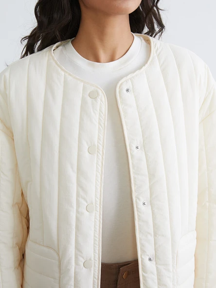 LCW Modest Sarı Bisiklet Yaka Oversize Kadın Ceket - Resim 3