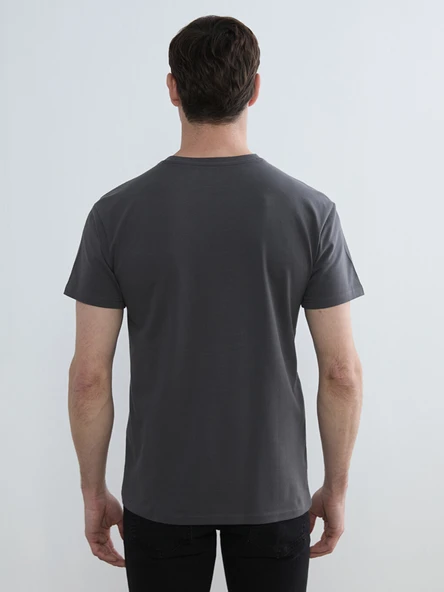 LC WAIKIKI Gri Regular Fit  Basic Tişört - Resim 4