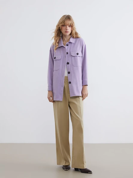 LCW Vision Lila Oversize Kadın Gömlek Ceket - Resim 3