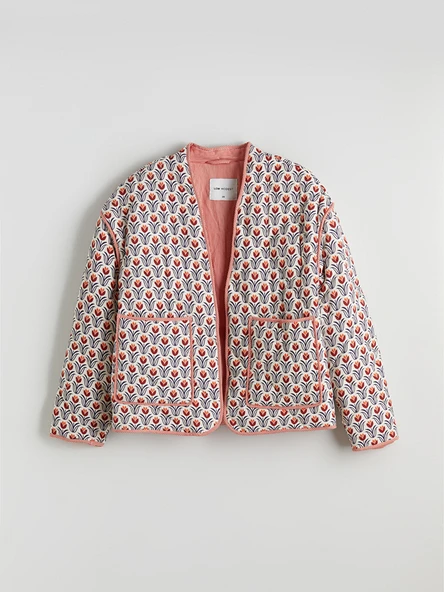 LCW Modest Turuncu Çiçekli Oversize Kadın Ceket - Resim 6