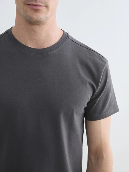 LC WAIKIKI Gri Regular Fit  Basic Tişört - Resim 3