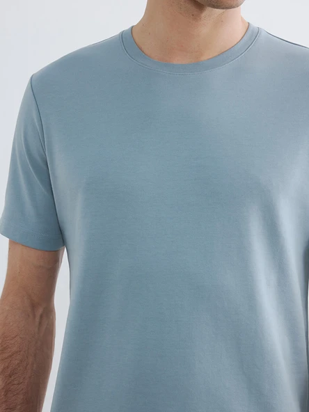 LCWAIKIKI Classic Mavi Loose Fit Basic Dry Touch Tişört - Resim 4