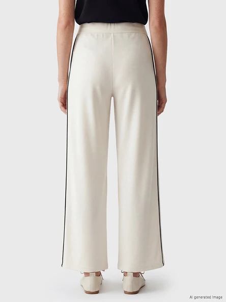 LCW Modest Bej Şeritli Soft Touch Kadın Eşofman Altı - Resim 4