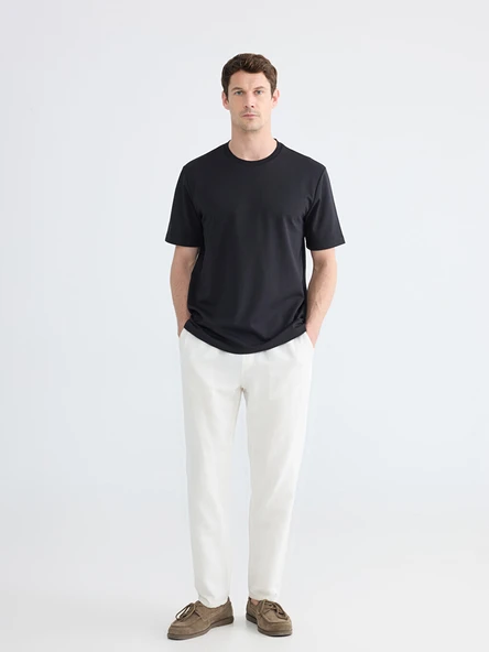 LCWAIKIKI Classic Siyah Loose Fit Basic Dry Touch Tişört - Resim 5