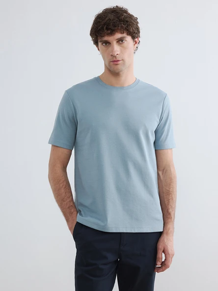 LCWAIKIKI Classic Mavi Loose Fit Basic Dry Touch Tişört - Resim 2