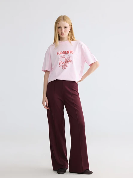 LCW Modest Mürdüm Beli Lastikli Soft Touch Kadın Eşofman Altı ürün görseli 1