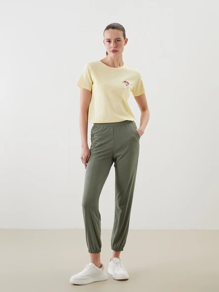 LCWAIKIKI Classic Haki Beli Lastikli Kadın Jogger Eşofman Altı ürün görseli 1